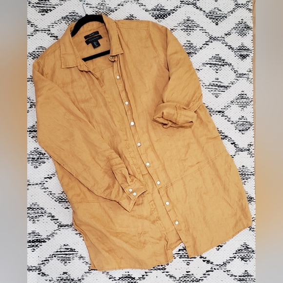 Tahari Tops - Tahari Linen Button Up Tunic in Tumeric. Sz. Large